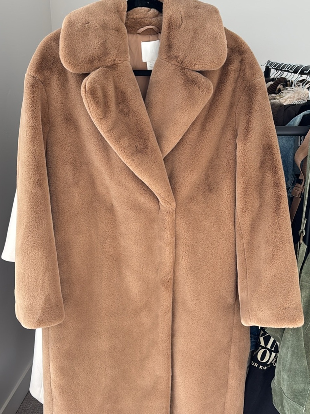 H&M Teddy Coat in Camel Brown